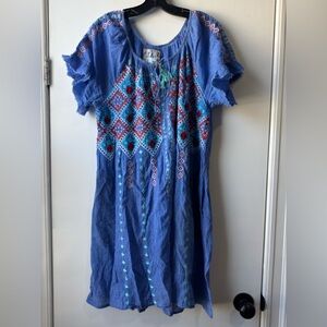 Lula life Blue Embroidered Mini Dress